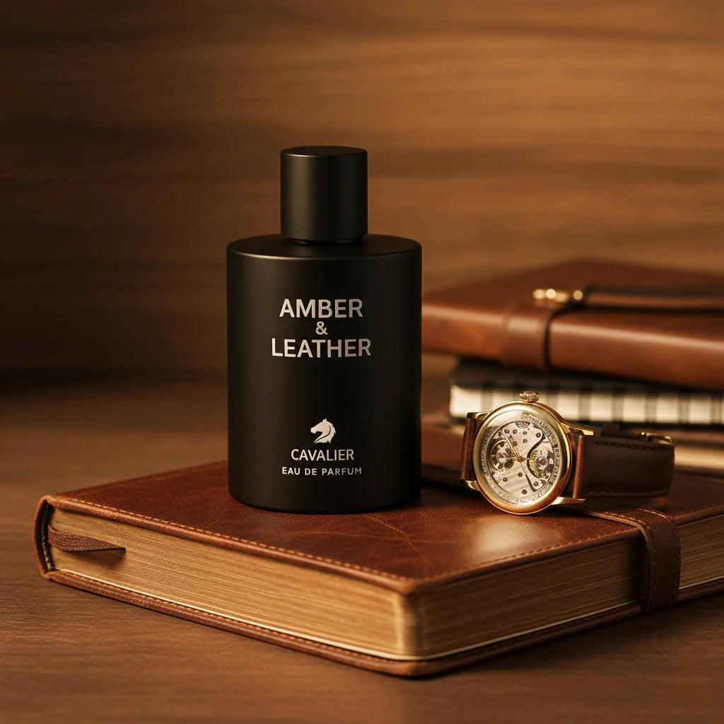 Amber & Leather Eau de Parfum – Luxury Leather Fragrance for Men | Long-Lasting Amber Leather Perfume | Smoky Leather Perfume | Men's Luxury Cologne | Bold Black Leather Amber Woody Scent 100ml