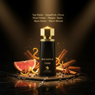 Bulgaria Tiger Eau de Parfum – Citrus Aromatic Fragrance for Men | Long-Lasting Fresh Citrus Perfume | Spicy Citrus Perfume | Men's Fresh Cologne | Bold Grapefruit Pepper Woody Scent 100ml