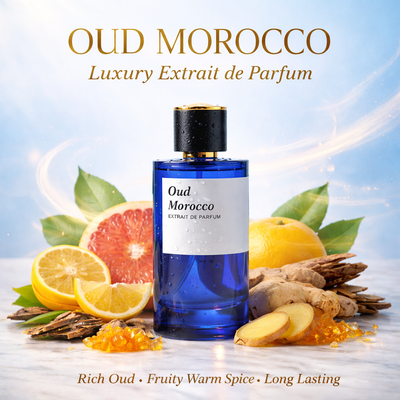 Oud Morocco – 100ml Eau de Parfum | Fresh Citrus & Woody Amber Fragrance for Men