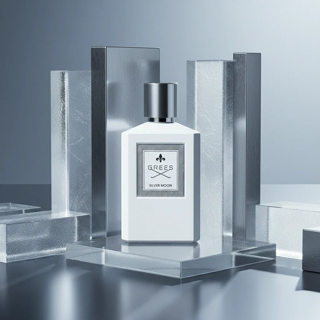 Grees Silver Moon Eau de Parfum – Fresh Citrus Woody Fragrance | Long-Lasting Alpine Perfume | Crisp Green Tea Perfume | Unisex Fresh Bergamot Mandarin Scent 100ml