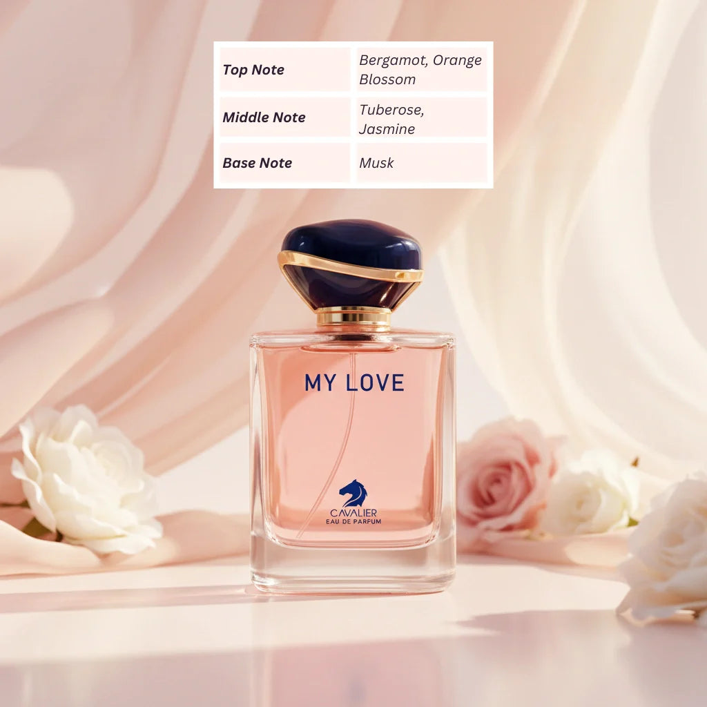 My Love Eau de Parfum – Elegant Floral Perfume for Women | Long-Lasting Floral Fragrance | White Floral Musk Perfume | Radiant Jasmine Tuberose Scent 100ml