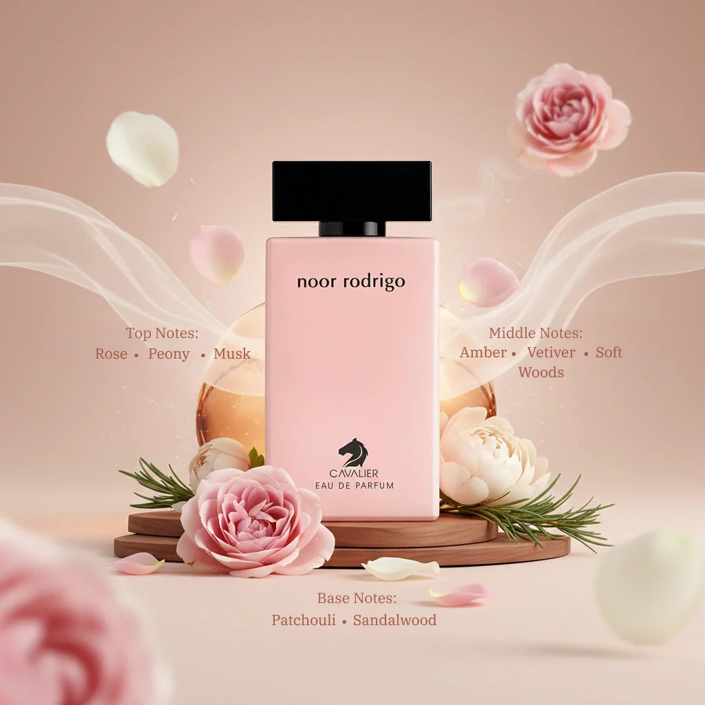 Noor Rodrigo Eau de Parfum – Elegant Floral Woody Musk Fragrance for Women | Long-Lasting Elegant Perfume | Sensual Musk Perfume | Women's Luxury Perfume | Soft Floral Patchouli Sandalwood Scent 100ml