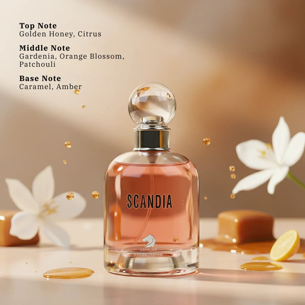 Scandia Eau de Parfum – Bold Chypre Floral Fragrance for Women | Long-Lasting Honeyed Floral Perfume | Seductive Floral Perfume | Women's Luxury Perfume | Playful Honey Gardenia Caramel Amber Scent 100ml