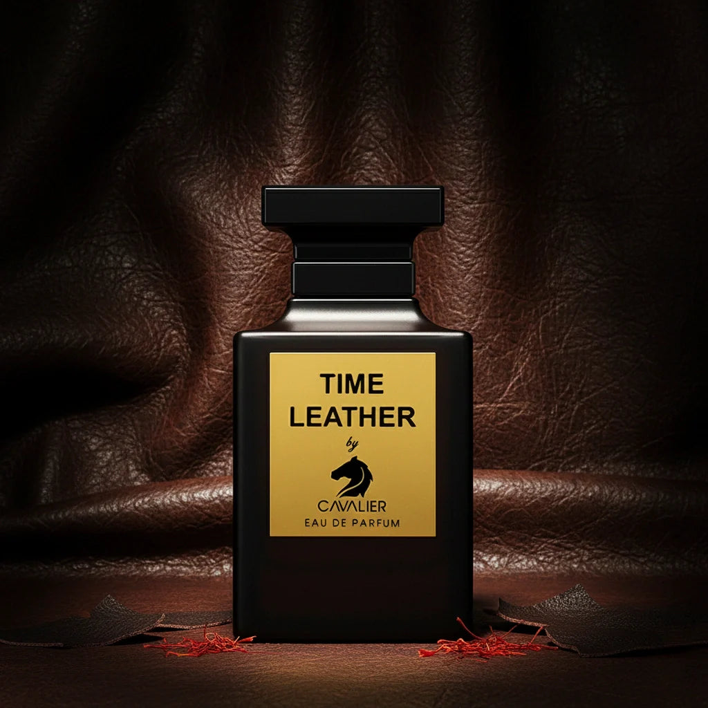 Time Leather Eau de Parfum – Bold Leather Fragrance for Men | Long-Lasting Smoky Leather Perfume | Luxury Leather Cologne | Men's Luxury Cologne | Intense Saffron Raspberry Suede Incense Scent 100ml