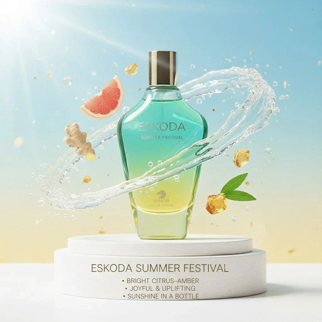 Eskoda Summer Festival Eau de Parfum – Bright Citrus Amber Perfume for Women | Long-Lasting Summer Fragrance | Radiant Floral Woody Scent | Vibrant Grapefruit Sandalwood Perfume 100ml